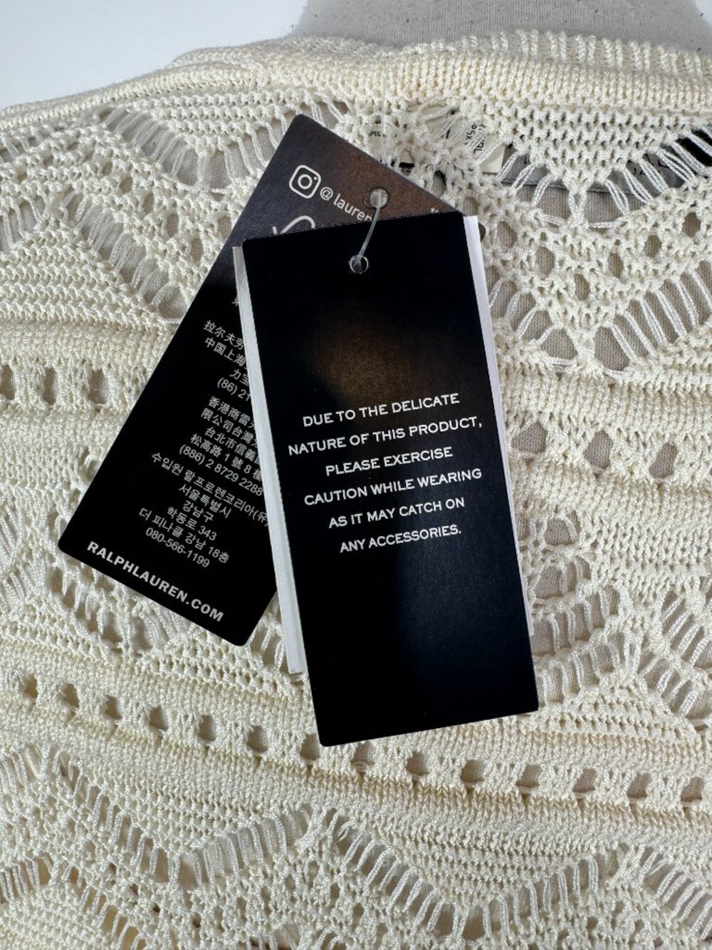 NWT Ralph Lauren Cream Black Label Sleeveless Crochet Knit Top Women's Sz XL - Picture 12 of 16